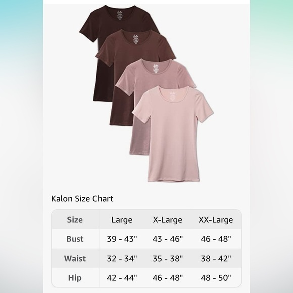 *New* in package Kalon Women's 4-Pack Scoop Neck T-Shirt Base Layer XXL - Picture 2 of 2